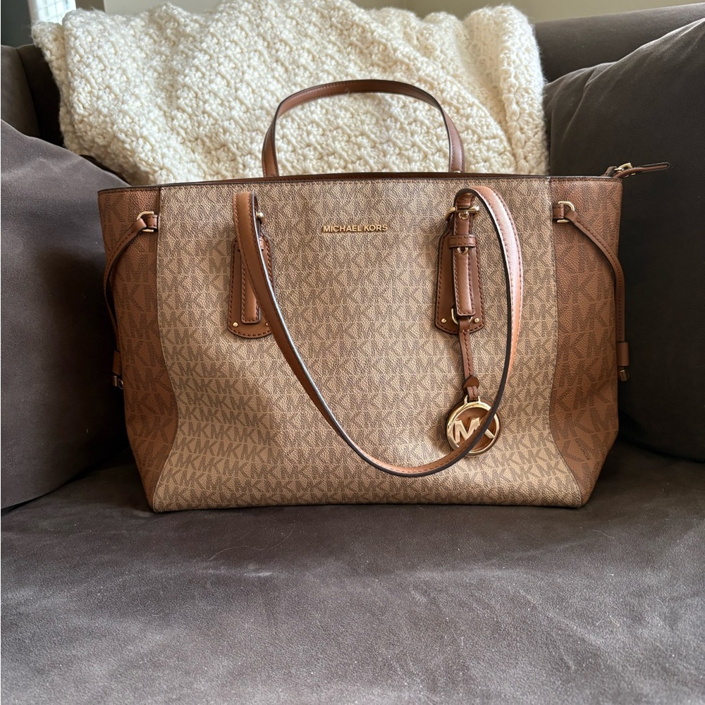 Michael Kors Tan and Brown Tote Bag